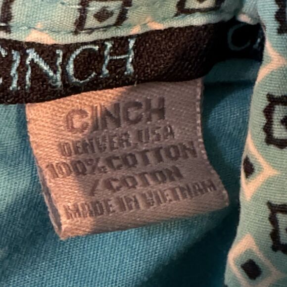 Cinch Western Shirt Medium Men’s Blue Flip Cuff Long Sleeve Button Down Cowboy - Picture 7 of 8